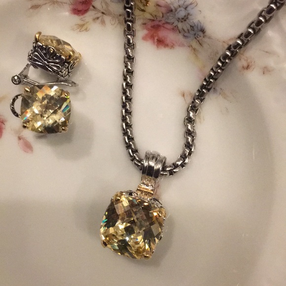 Sterling silver with yellow stone set - Picture 2 of 4